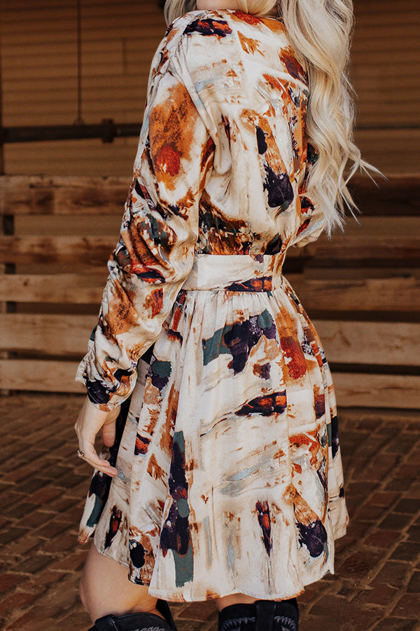 Pretty Ruffled Floral Print Long Sleeve Dress