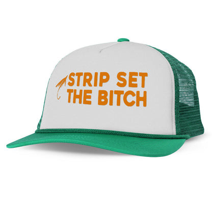 STRIP SET THE BITCH Letter Printed Trucker Hat