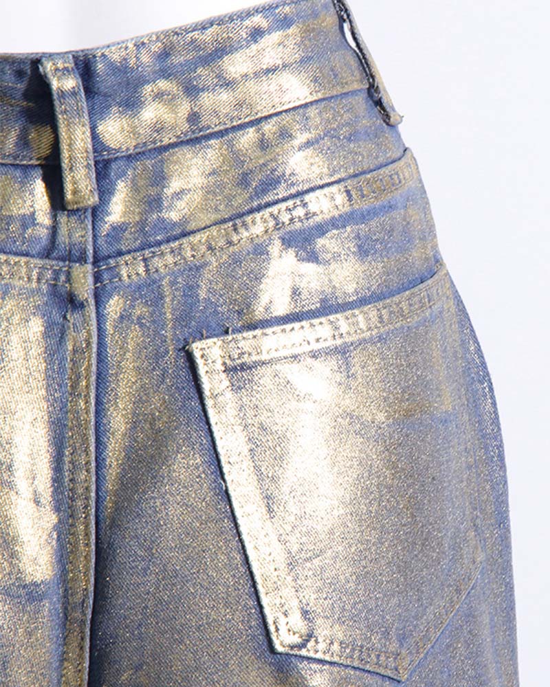 Baggy Jeans With Gold Accents