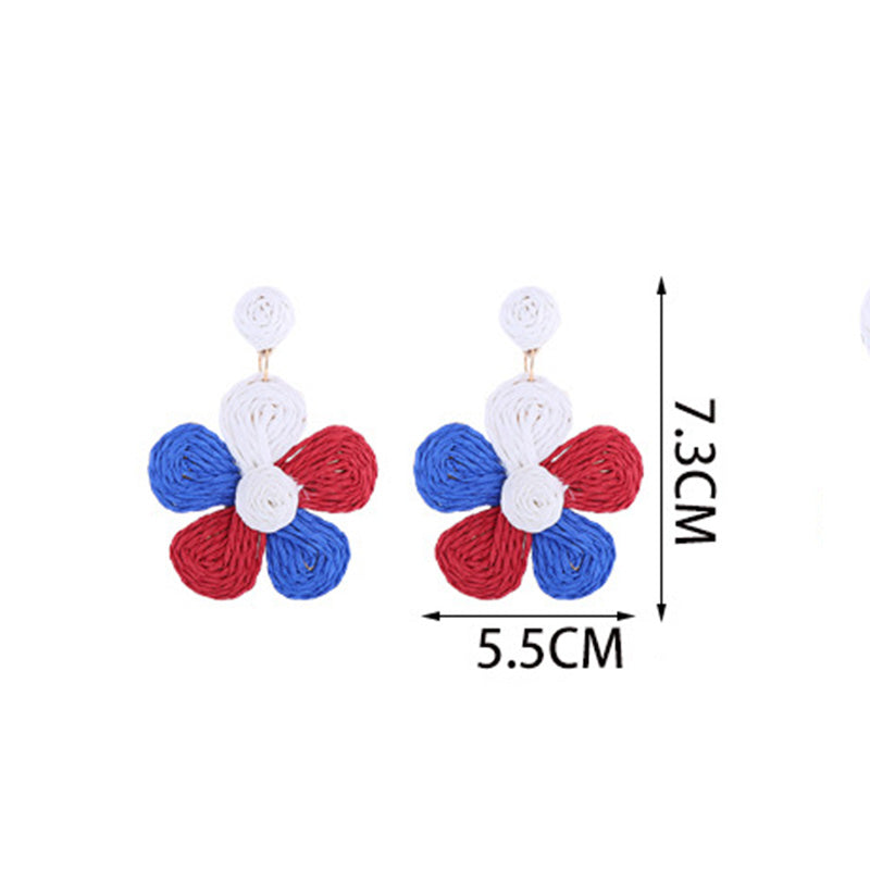 Flower Red White Blue Earrings