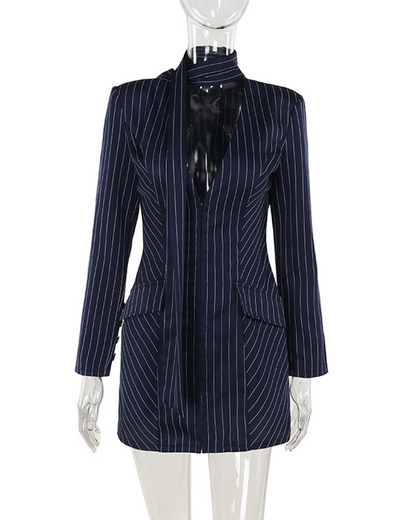 Elegant Slim Striped Blazer Dress