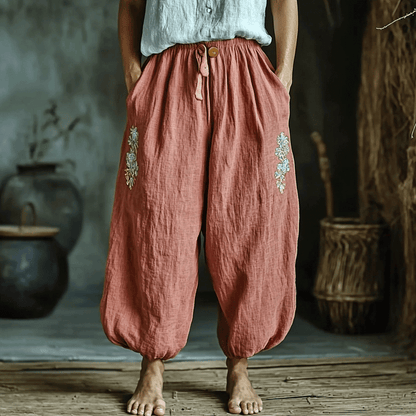 Women's Linen Bohemian Cropped Casual Harem Pants