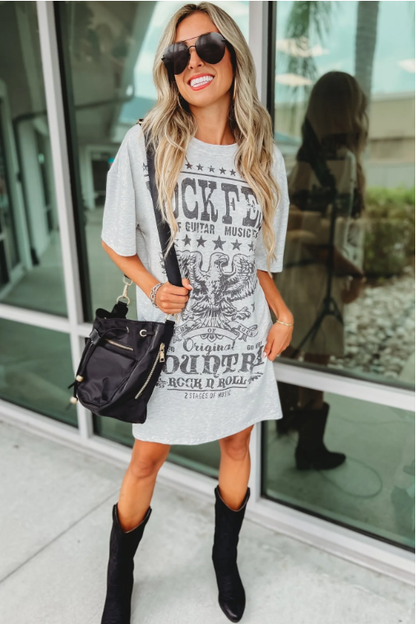 Western Graphic T-Shirt Dress-Three Patterns