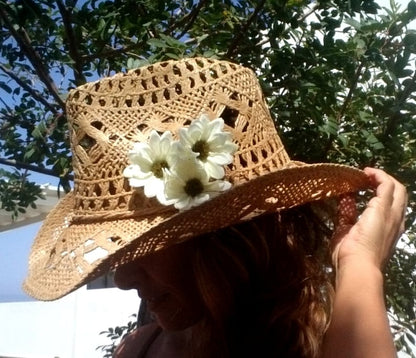 Flower cowgirl hats, cowboy hat for women, personalized hats, bachelorette party hat