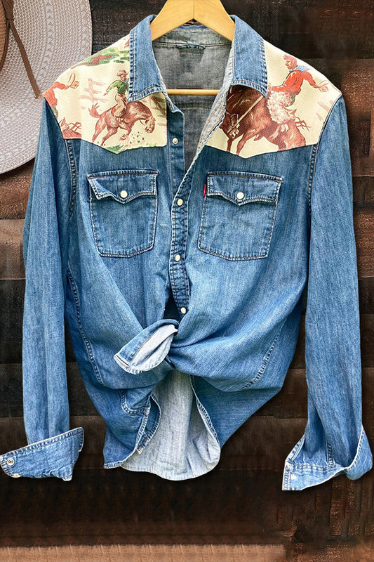 Cowboy Printed Denim Shirt