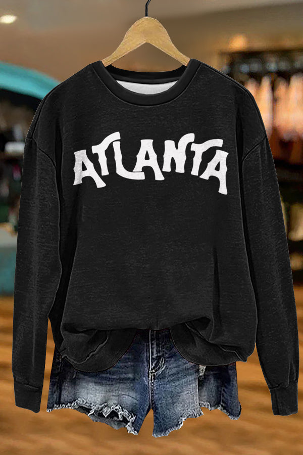 Cozy Gameday Atlanta Print Sweatshirt