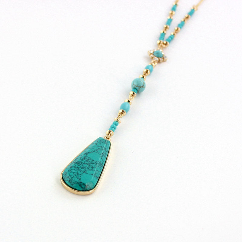 Classic Turquoise Long Beaded Necklace