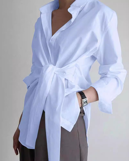 Button Down Tied Long Shirt