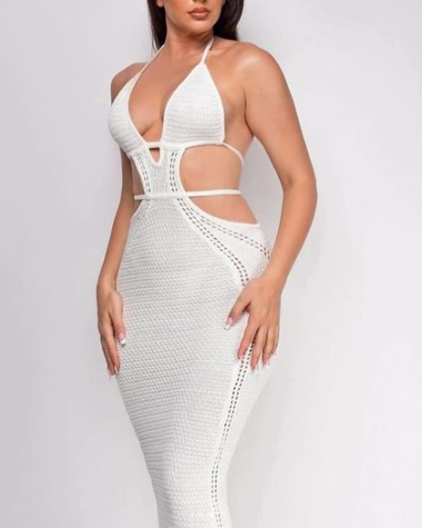 Halterneck Strappy Woven Bodycon Dress