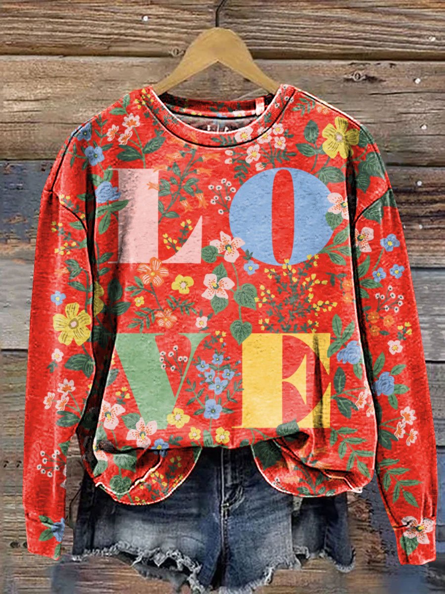 Love and Flowers Art Print Casual Sweatshirt