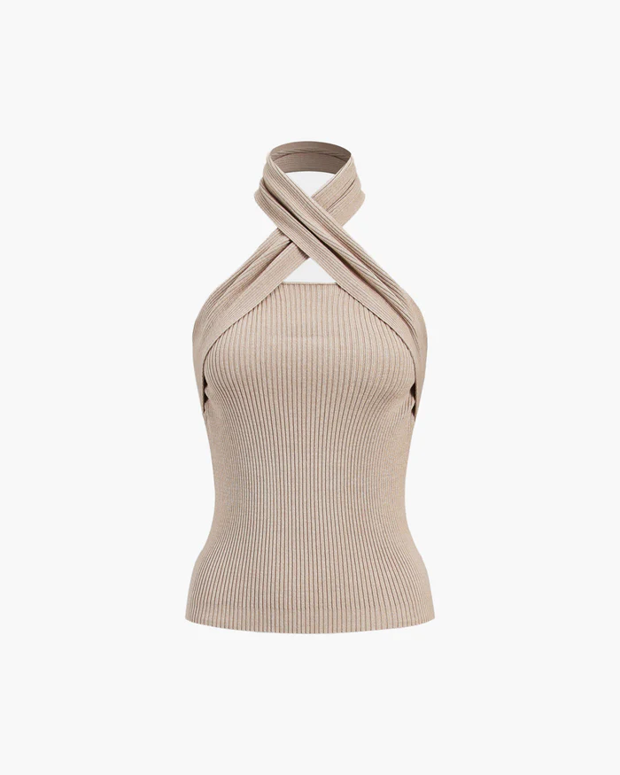 Chestnut Halter Rib Knit Top