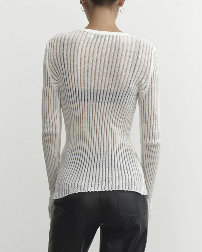 See Through Ribbed Mesh Top