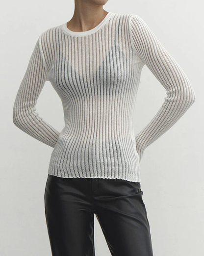 See Through Ribbed Mesh Top