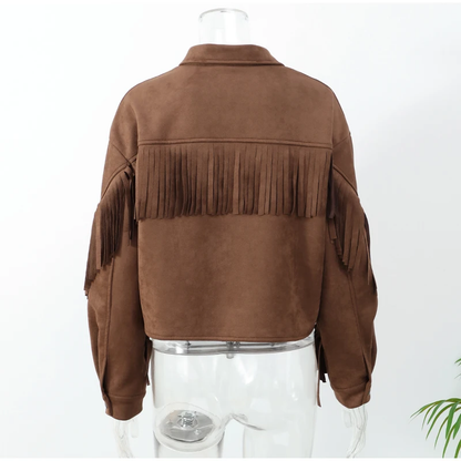 Western Cowboy Street-style Lapel Breasted Fringe Short Jacket