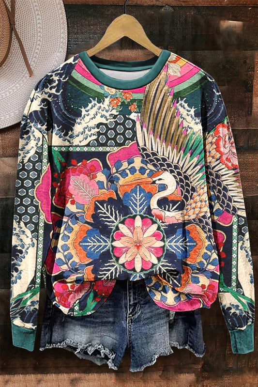 Folk Painting Prints Sweatshirt