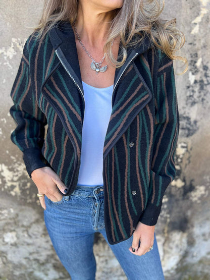 Women's Hooded Striped Casual Jacket