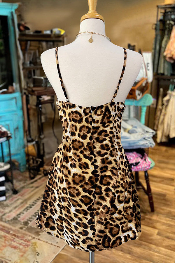 Vintage Leopard Print Sling Dress