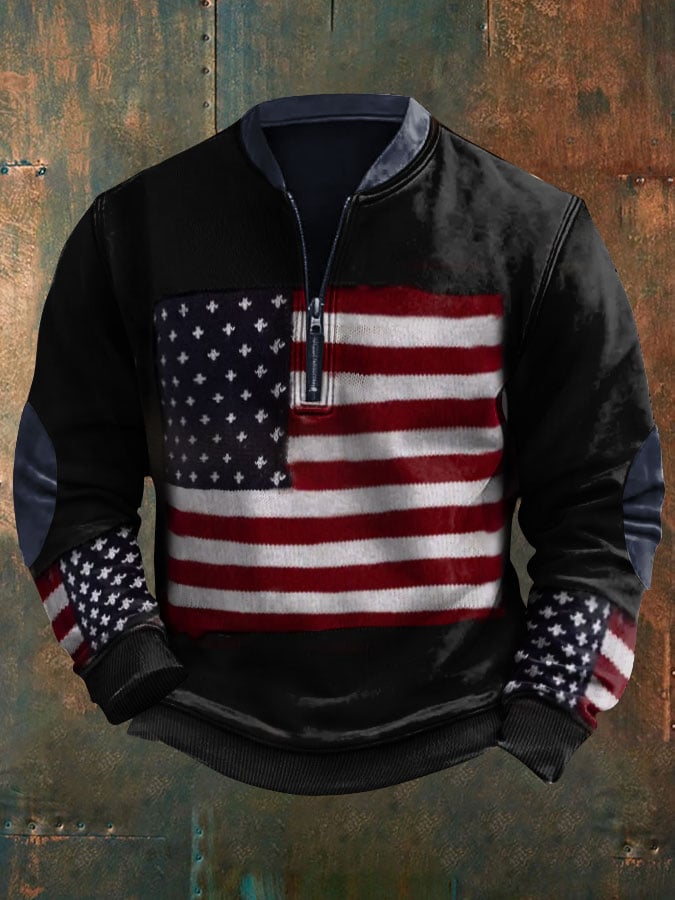 Men's Retro Flag Casual Pullover