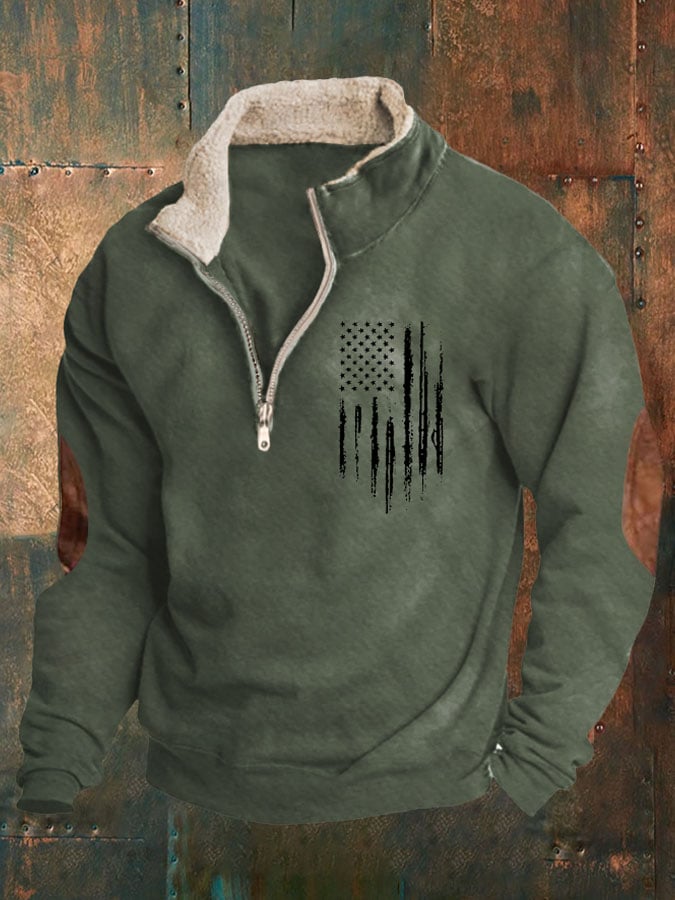 Men'S Vintage  Flag Print Sweatshirt