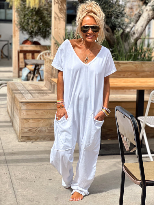 White Pocket Jumpsuit