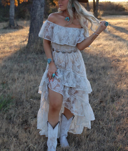 Boho Western Lace Irregular Dress