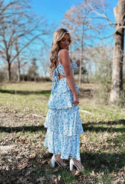 Blue Bird Floral Maxi Dress