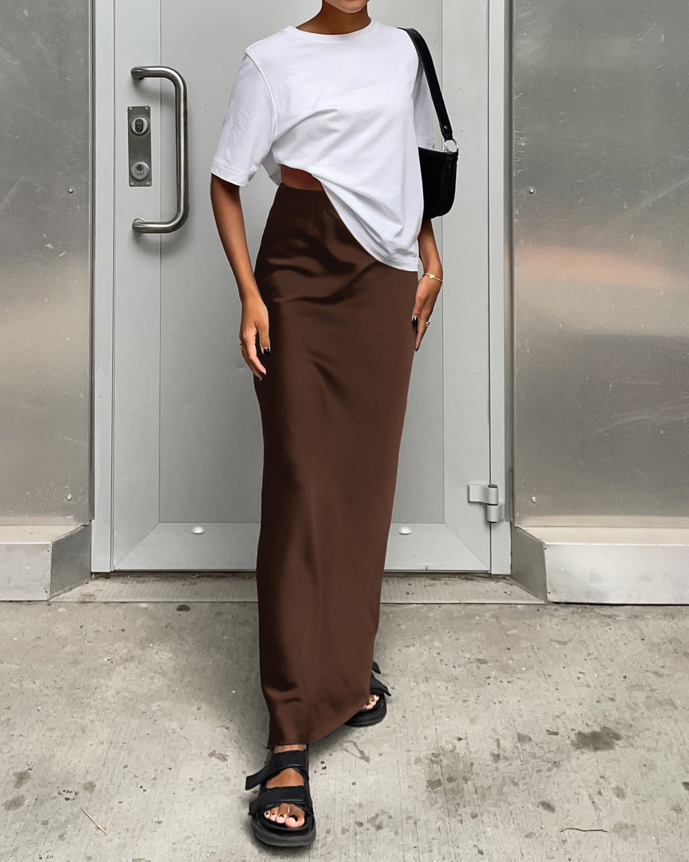 Utility Satin Maxi Skirt