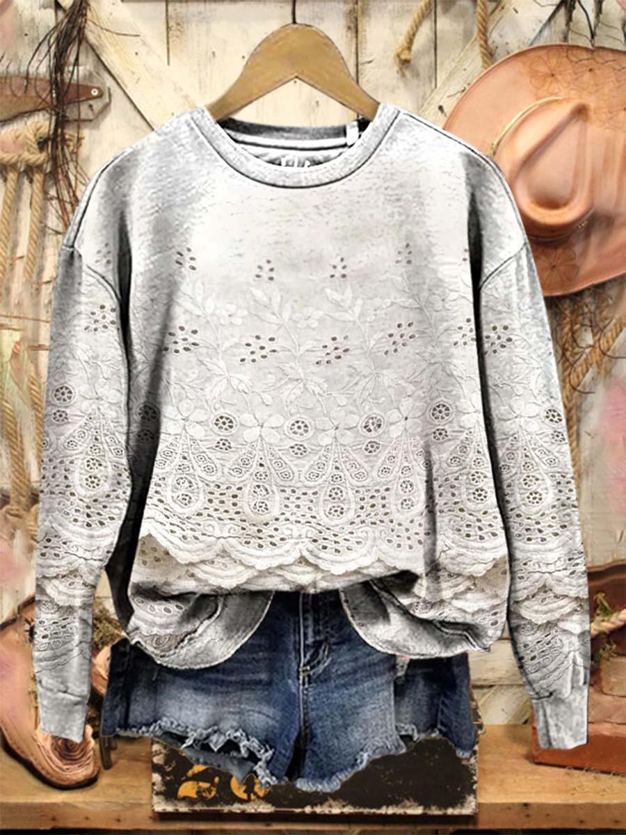 Vintage Lovely Floral Pattern Art Print Casual Sweatshirt