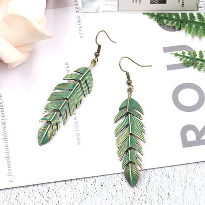 Women's Bohemian Feather Alloy Earrings