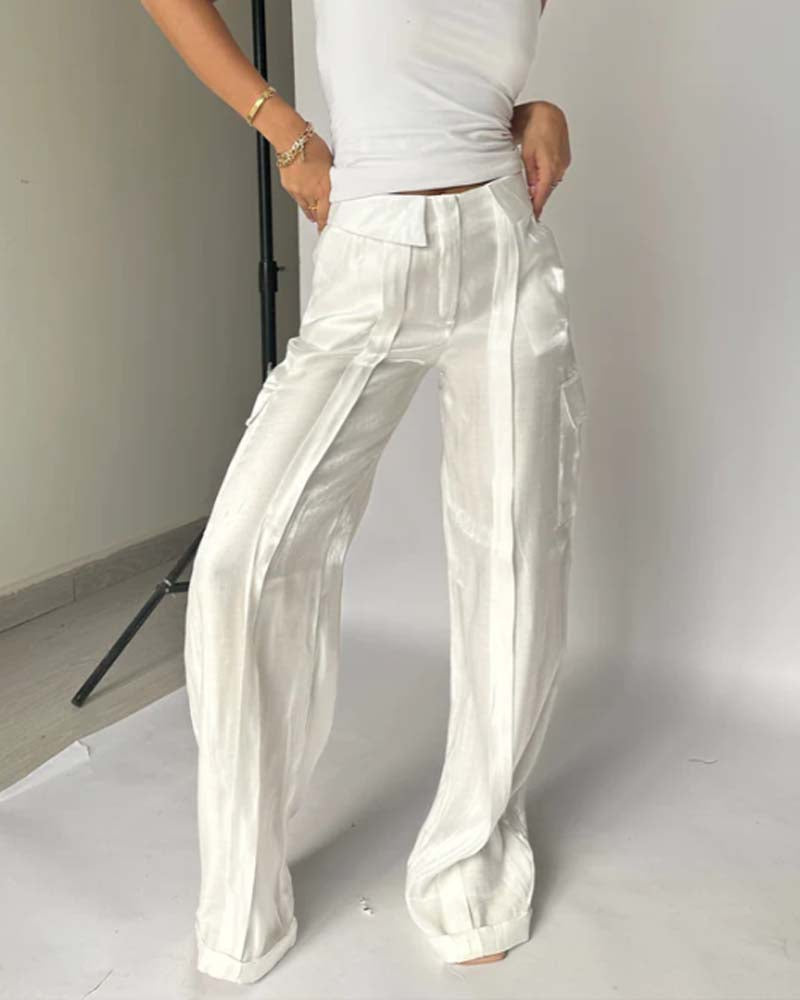 Loose Mercerized Pants Wide Leg