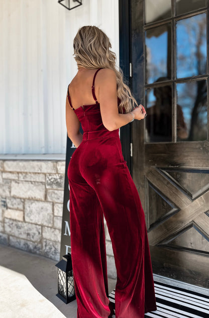 Sangria Velvet Jumpsuit