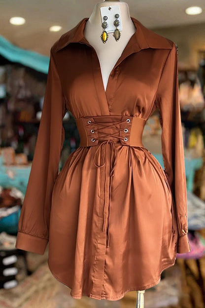 Elegant Shirt Collar Dress