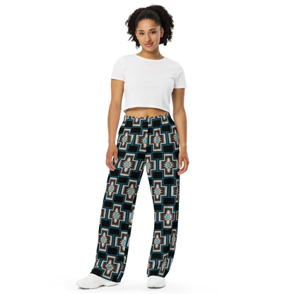 Turquoise Cross Unisex Wide Leg Pants