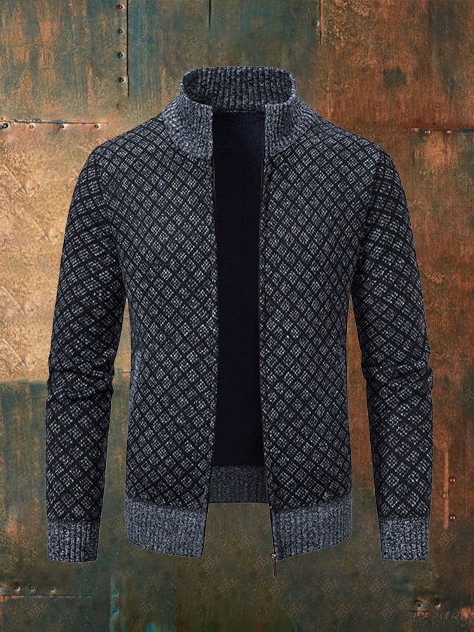 Men'S Stand Collar Casual Knitted Jacket