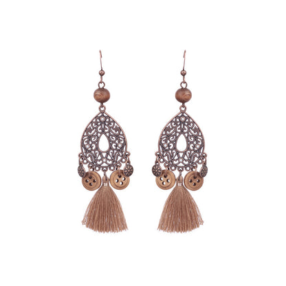 Women's Bohemian Teardrop-shaped Hand-woven Tassel Earrings