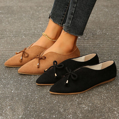 Comfortable Bow Solid Color Shoes