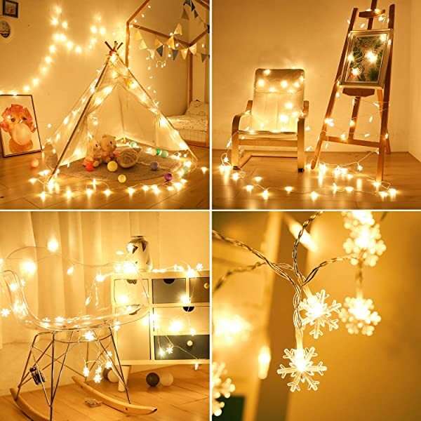 Christmas-Christmas lights 24 6 ft 50 led fairy lights battery operated 2 modes 5 sticking hooks for xmas indoor outdoor tree garden patio bedroom party decorations warm white