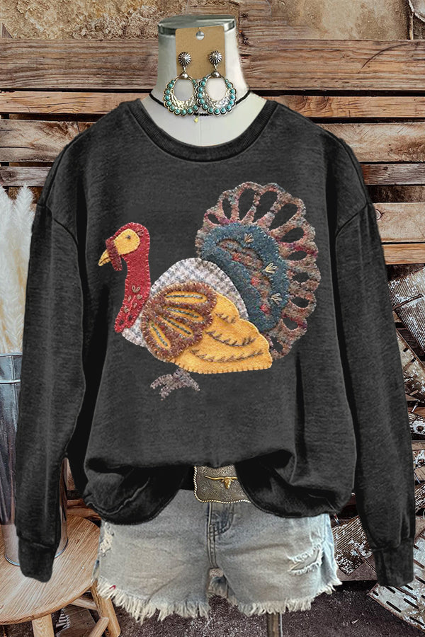 Chic Farm Turkey Print Sweatshirt