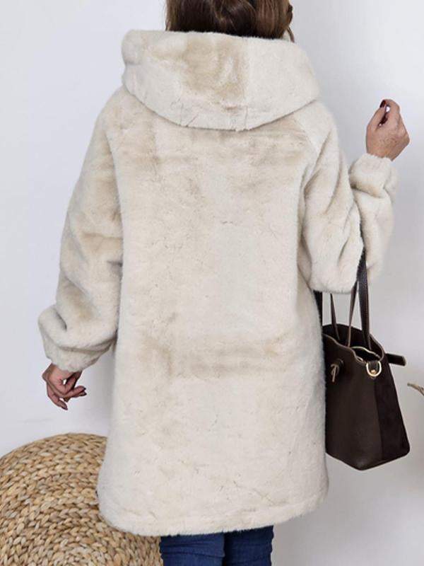 Women's Hooded Long Sleeve Fur Coat