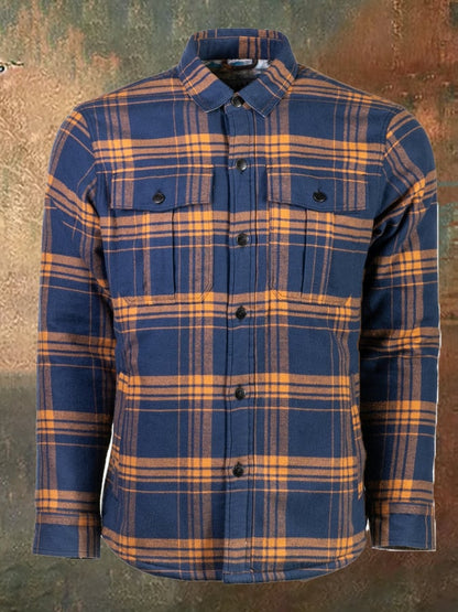 Men's retro western plaid fleece warm jacket