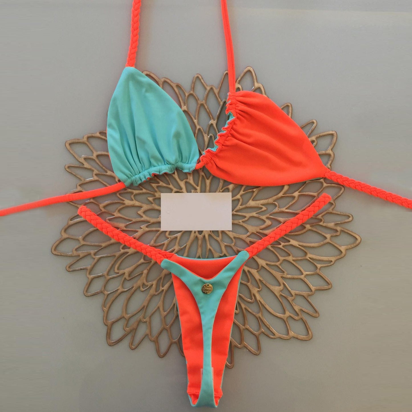 Resort style color block bikini