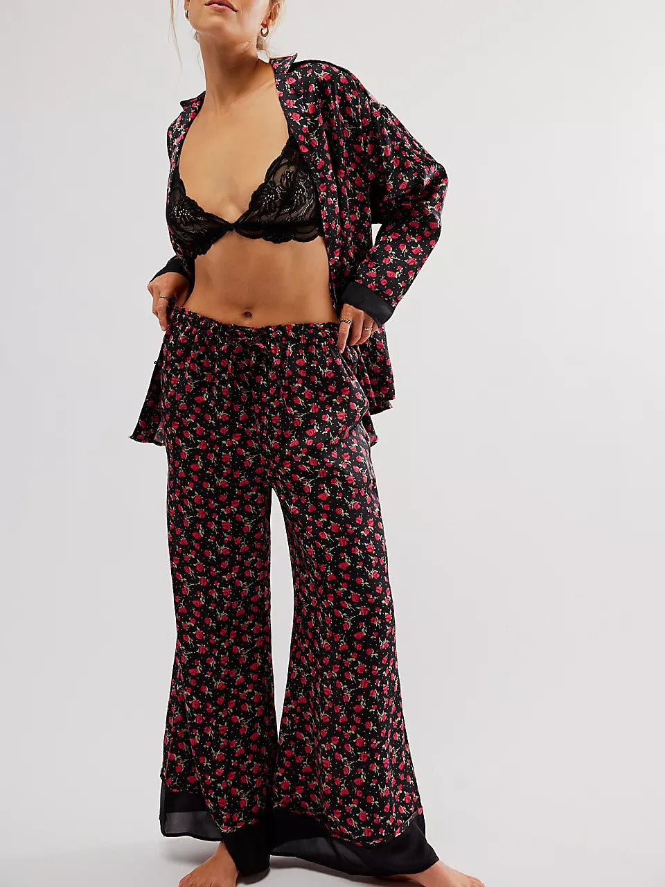 Rose Print Pajama Set