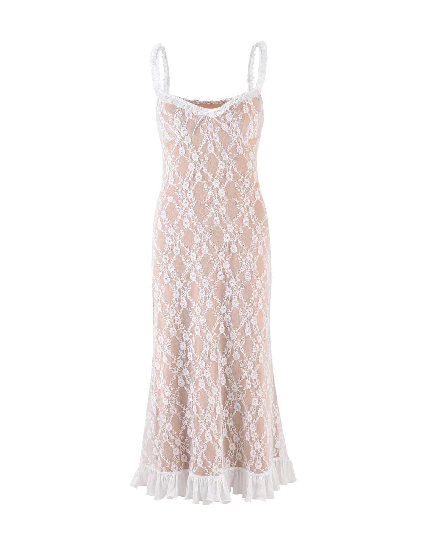 Lace Patchwork Cami Midi Dress