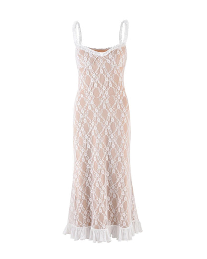 Lace Patchwork Cami Midi Dress