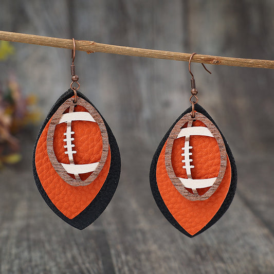 Sports Retro Style Rugby Earrings