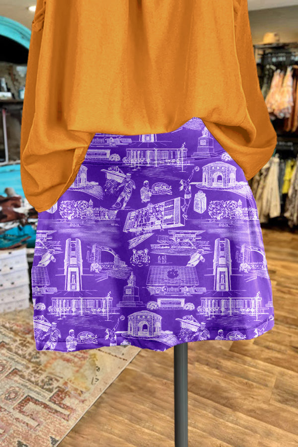 Purple Clemson Gameday Print Skirt