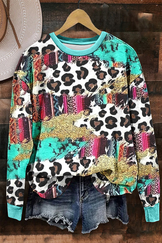 Creative Western Leopard Print Sweatshirt