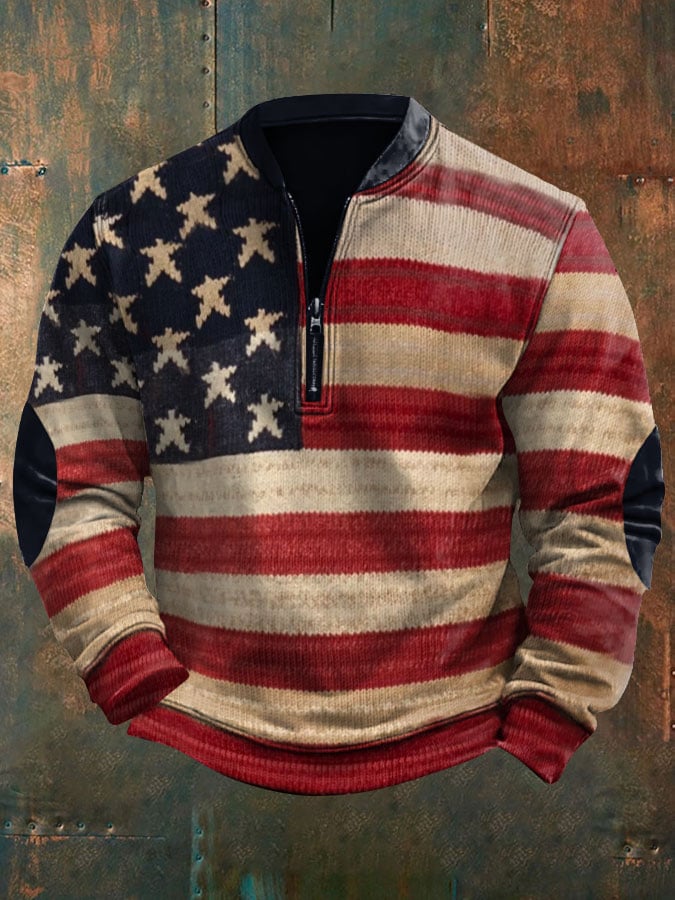 Men's Retro Flag Casual Pullover