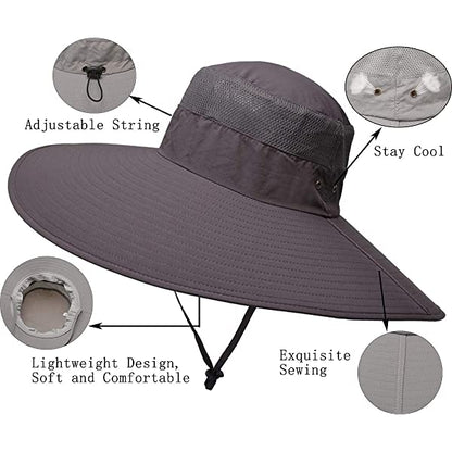 Leotruny Super Wide Brim Bucket Hat UPF50+ Waterproof Sun Hat for Fishing Hiking Camping Army Green