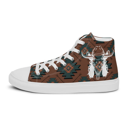 Aztec Mullet Cowboy Men__ high top canvas shoes